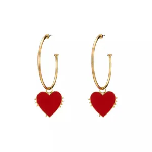 Red Heart Hoop Earrings - 2 Styles