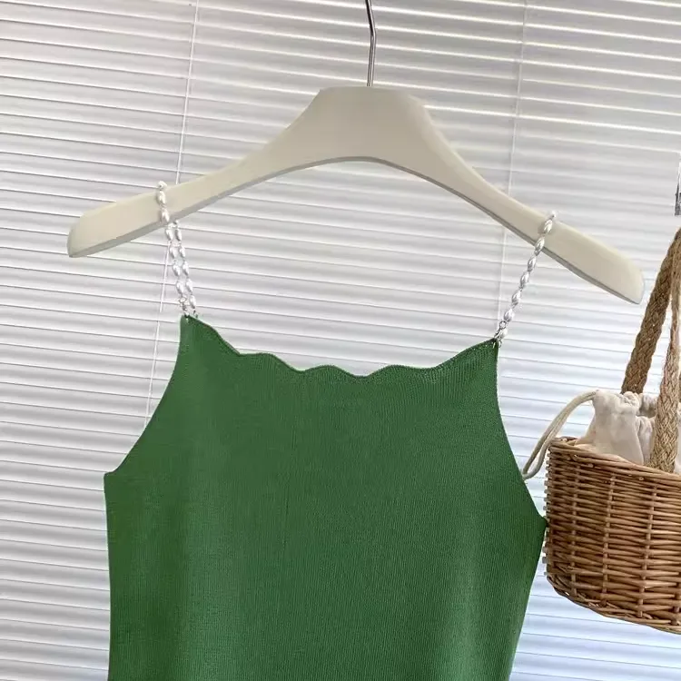 Retro Sleeveless Commuter Green Cami Dress