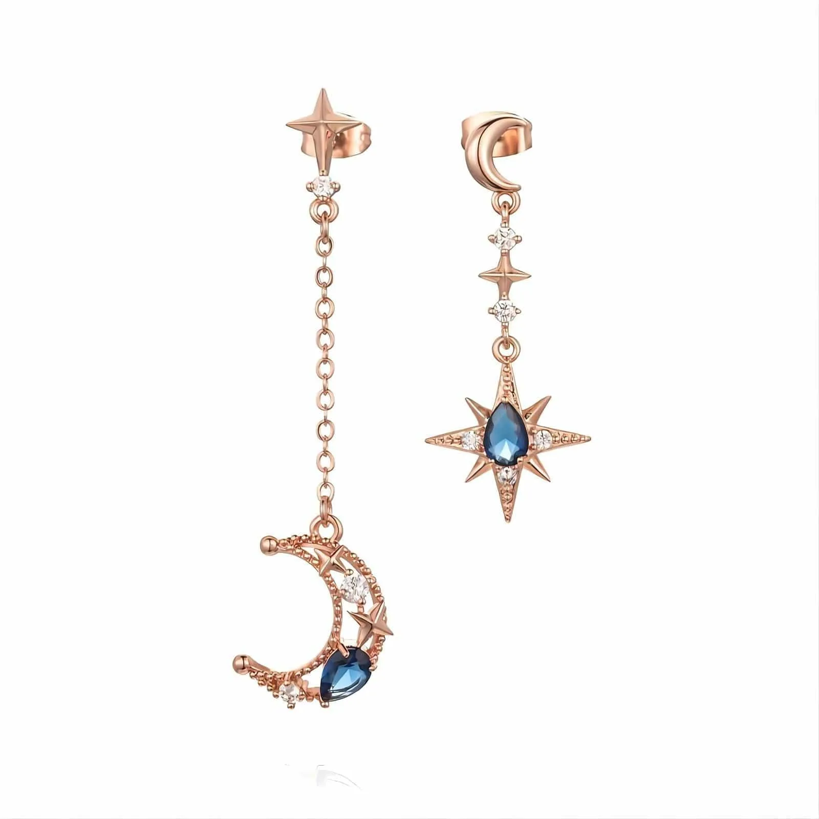 Rhinestone Moon Phase Star Dangle Earrings