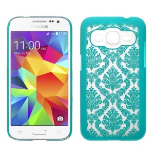 Samsung Galaxy Core Prime Case, Ultra Slim Damask Vintage Hard Case Cover - Teal