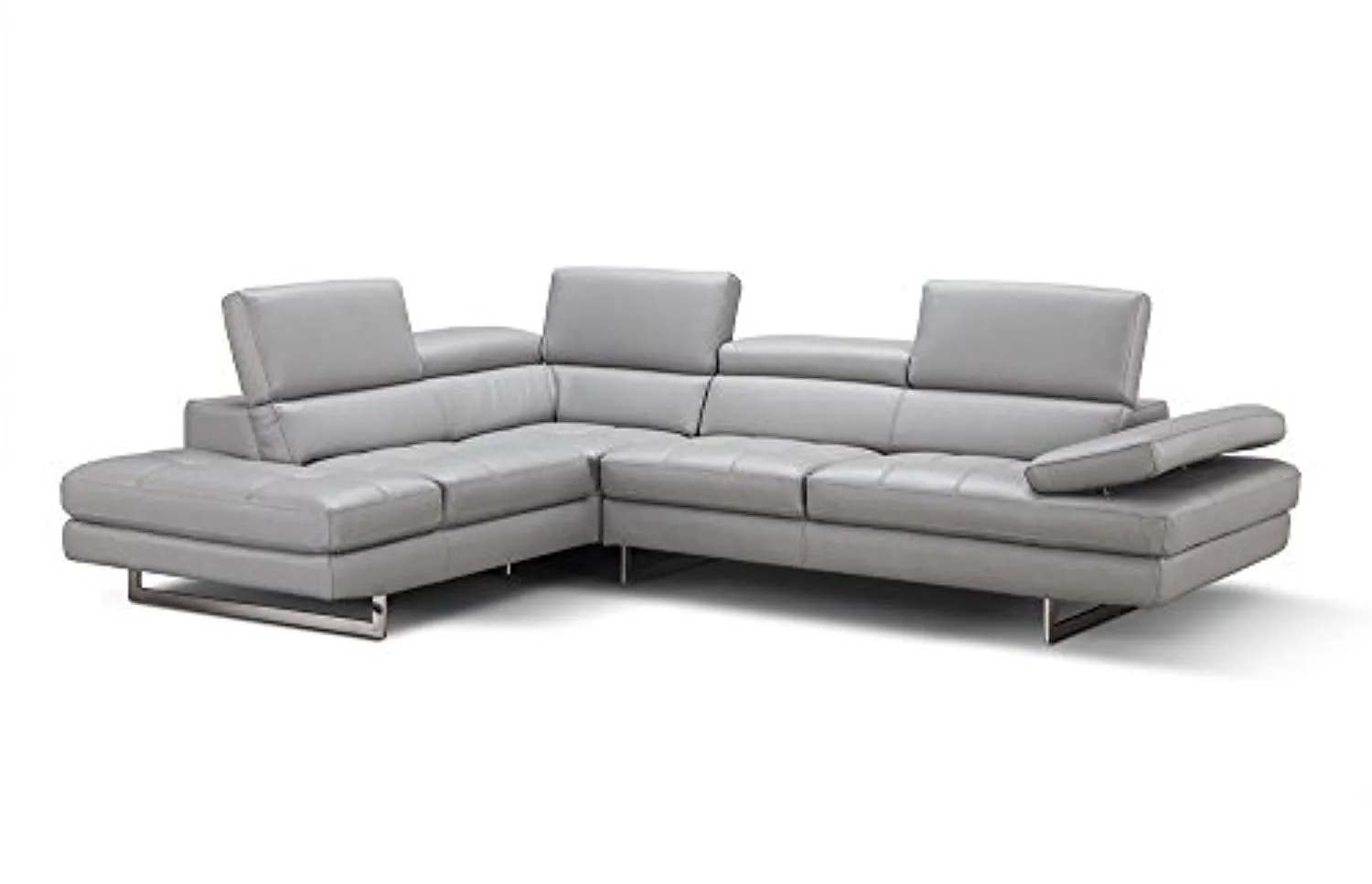 Sectional Sofa Light Grey Italian Genuine Leather Modern (Left)