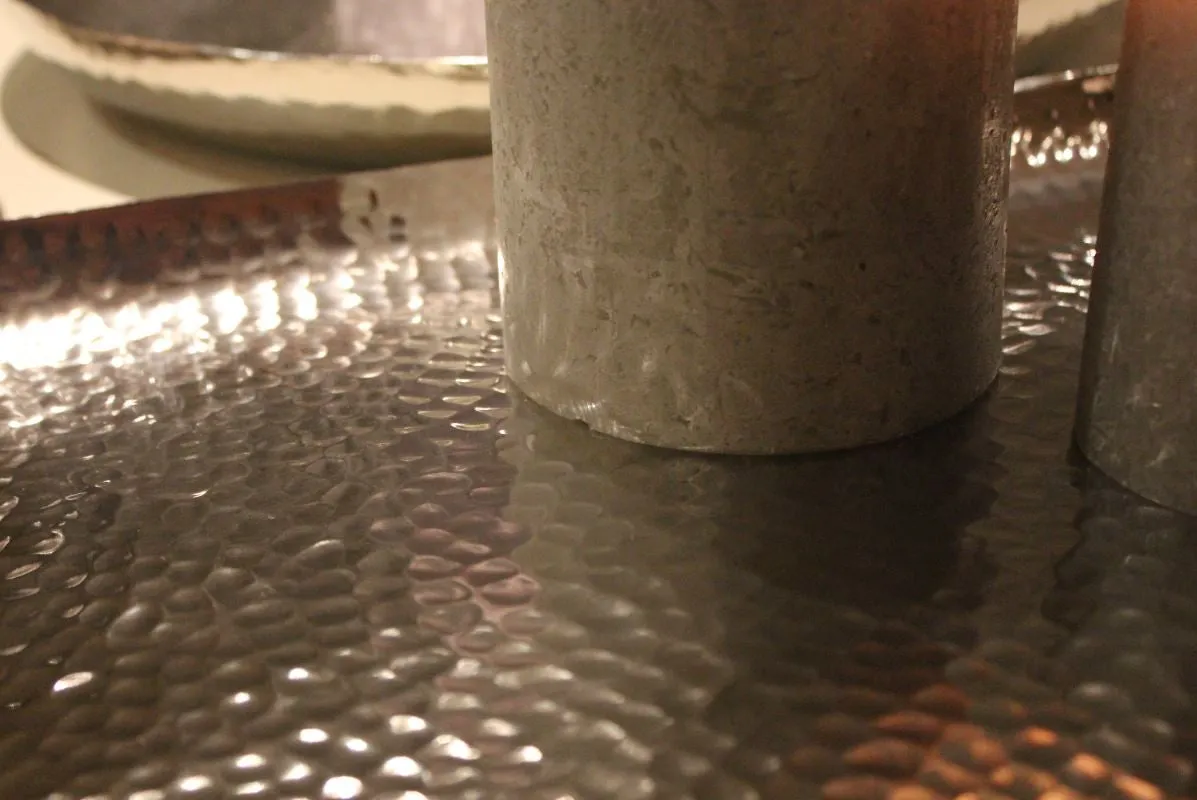 Shiny Hammered Nickel Candle Tray Plate - Square - Three Sizes