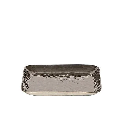 Shiny Hammered Nickel Candle Tray Plate - Square - Three Sizes