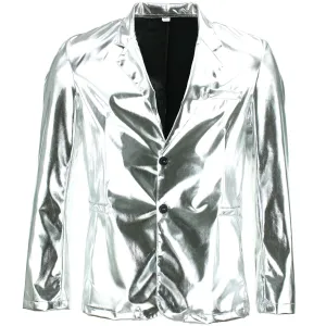 Shiny Metallic Blazer - Silver