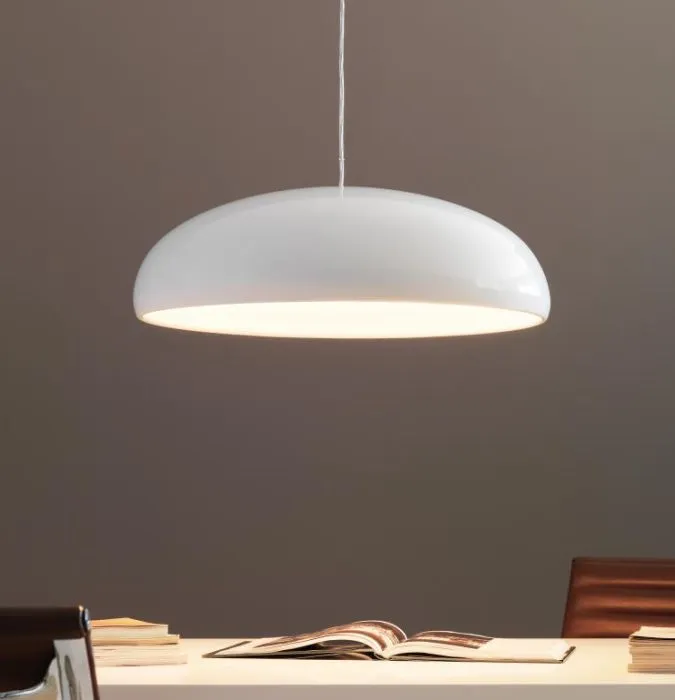 Shiny White Modern Metal Pendant Light With Acrylic Diffuser