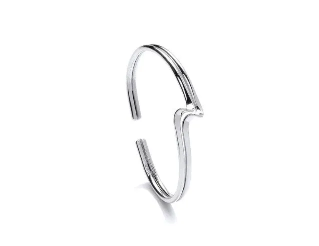 Silver Double Twist Bangle