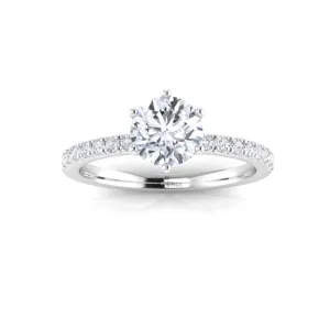 Six Claw Round Pave Engagement Ring