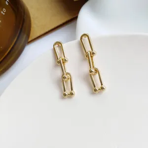 Small U-shaped Gold Chain Earrings