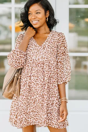 Such A Gem Mocha Brown Leopard Dress