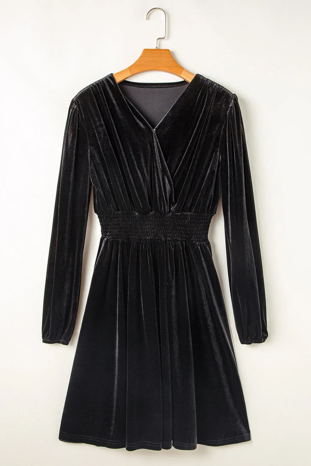 Surplice Long Sleeve Velvet Dress | Winter Dress | Little Black Dress | Velvet