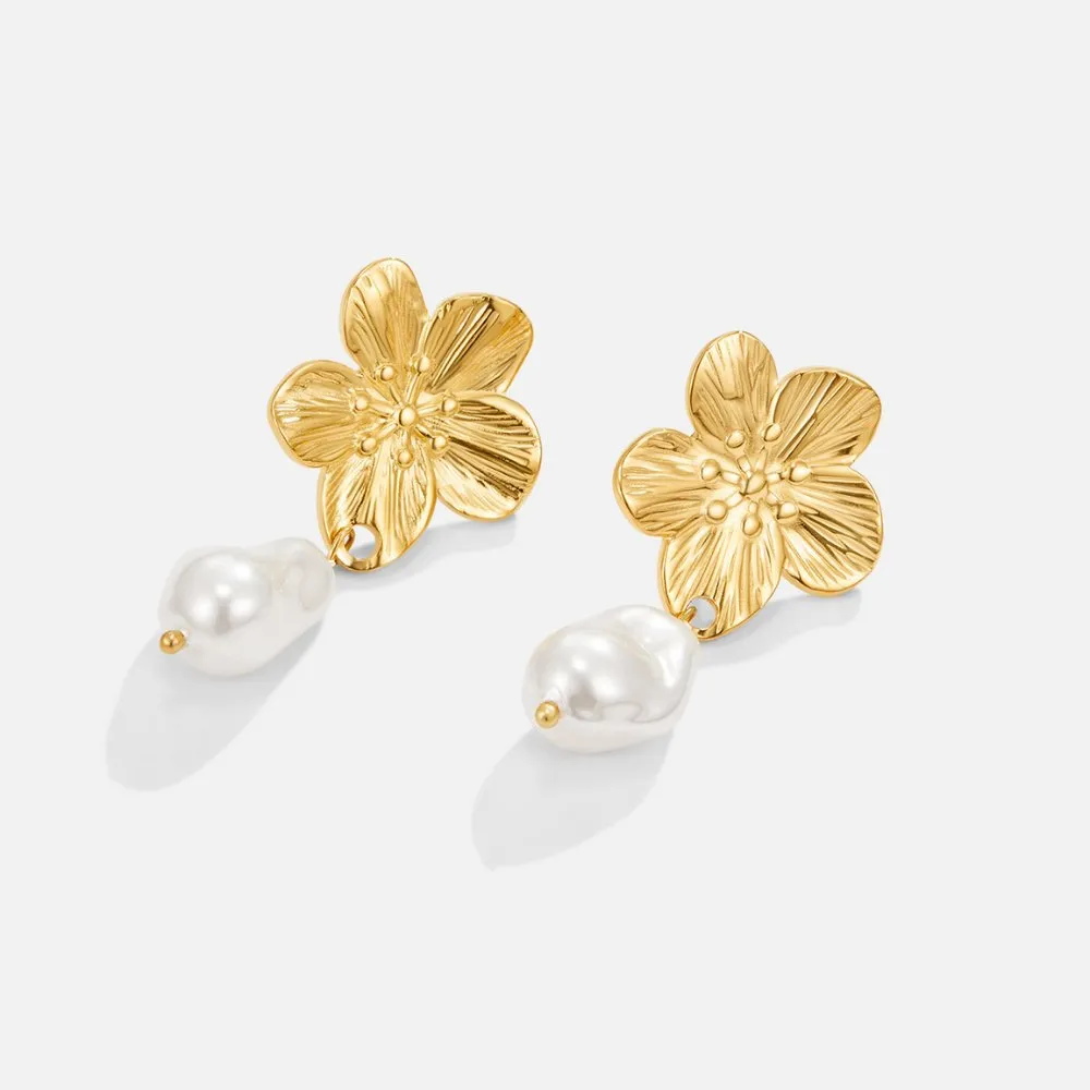 Talia Flower Pearl Earrings