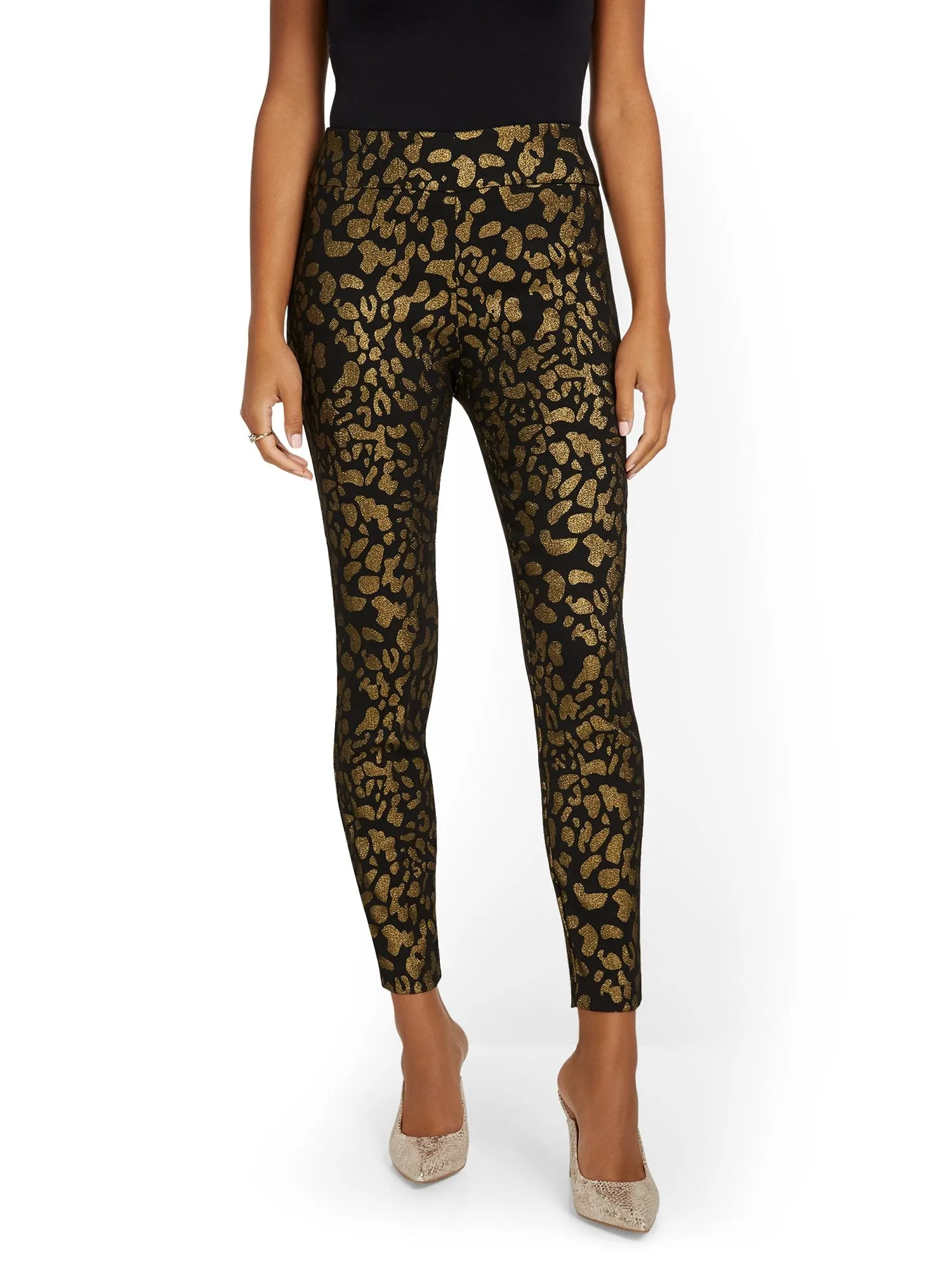 Tall Whitney High-Waisted Pull-On Slim-Leg Pant - Leopard-Print