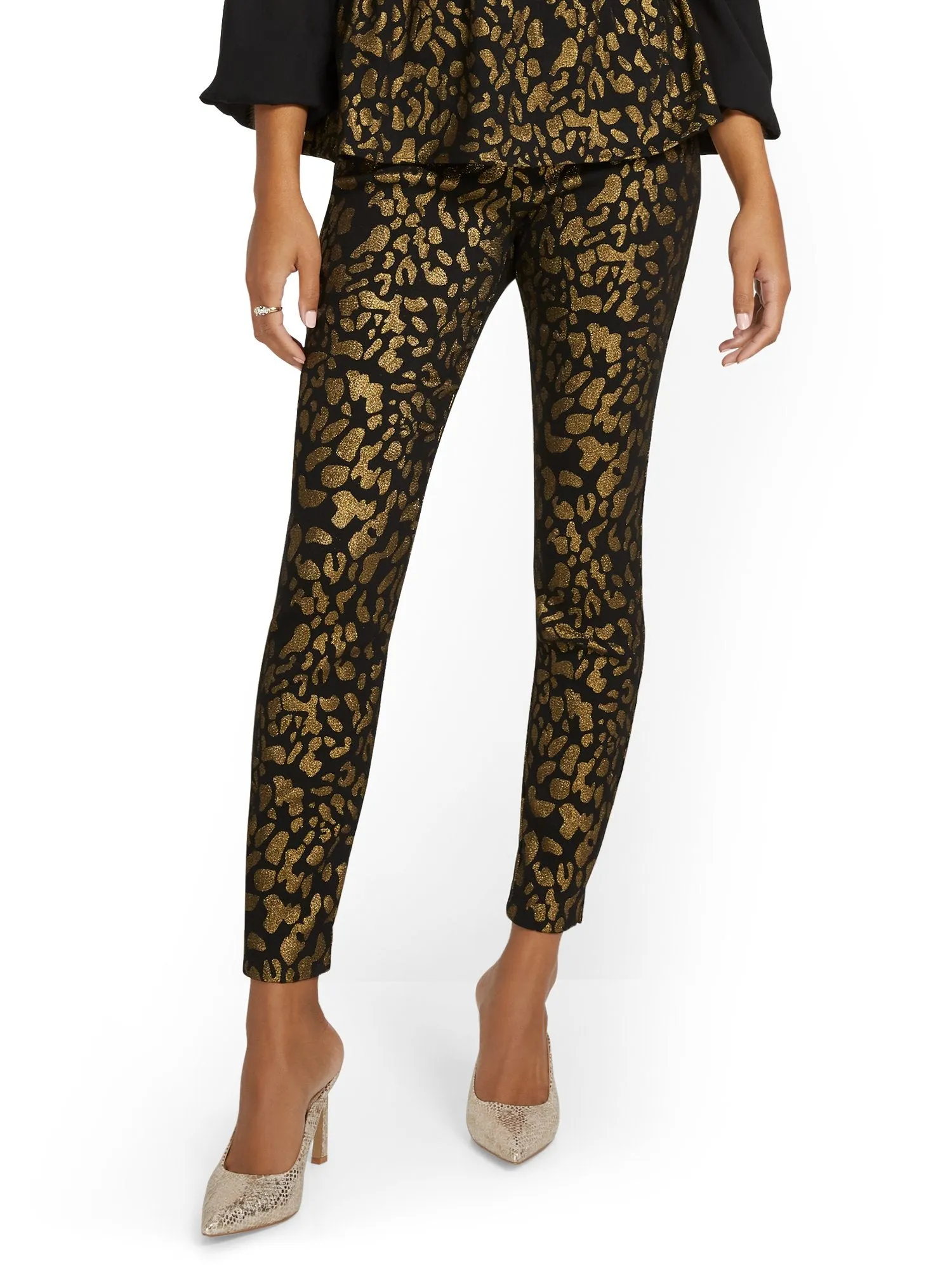 Tall Whitney High-Waisted Pull-On Slim-Leg Pant - Leopard-Print