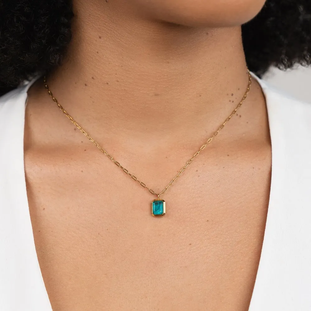 Teal Green Crystal Necklace