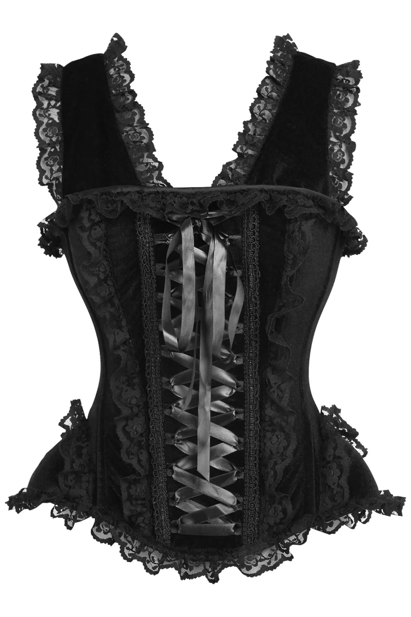 Top Drawer Velvet & Lace Corset w/Cap Sleeves