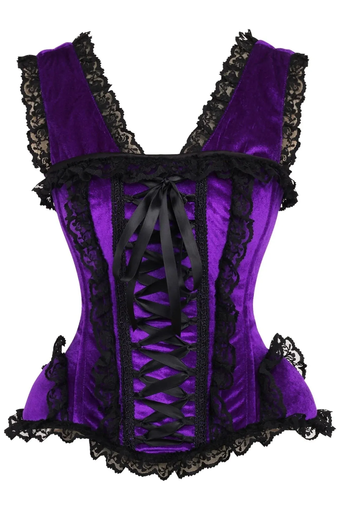 Top Drawer Velvet & Lace Corset w/Cap Sleeves