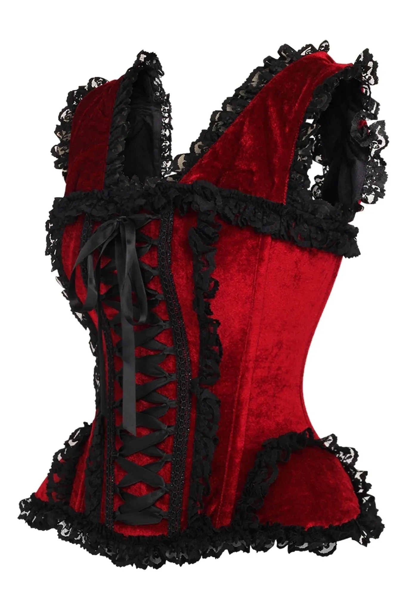 Top Drawer Velvet & Lace Corset w/Cap Sleeves