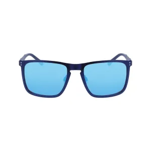 Trendy Flat Metal Square Sunglasses - Navy