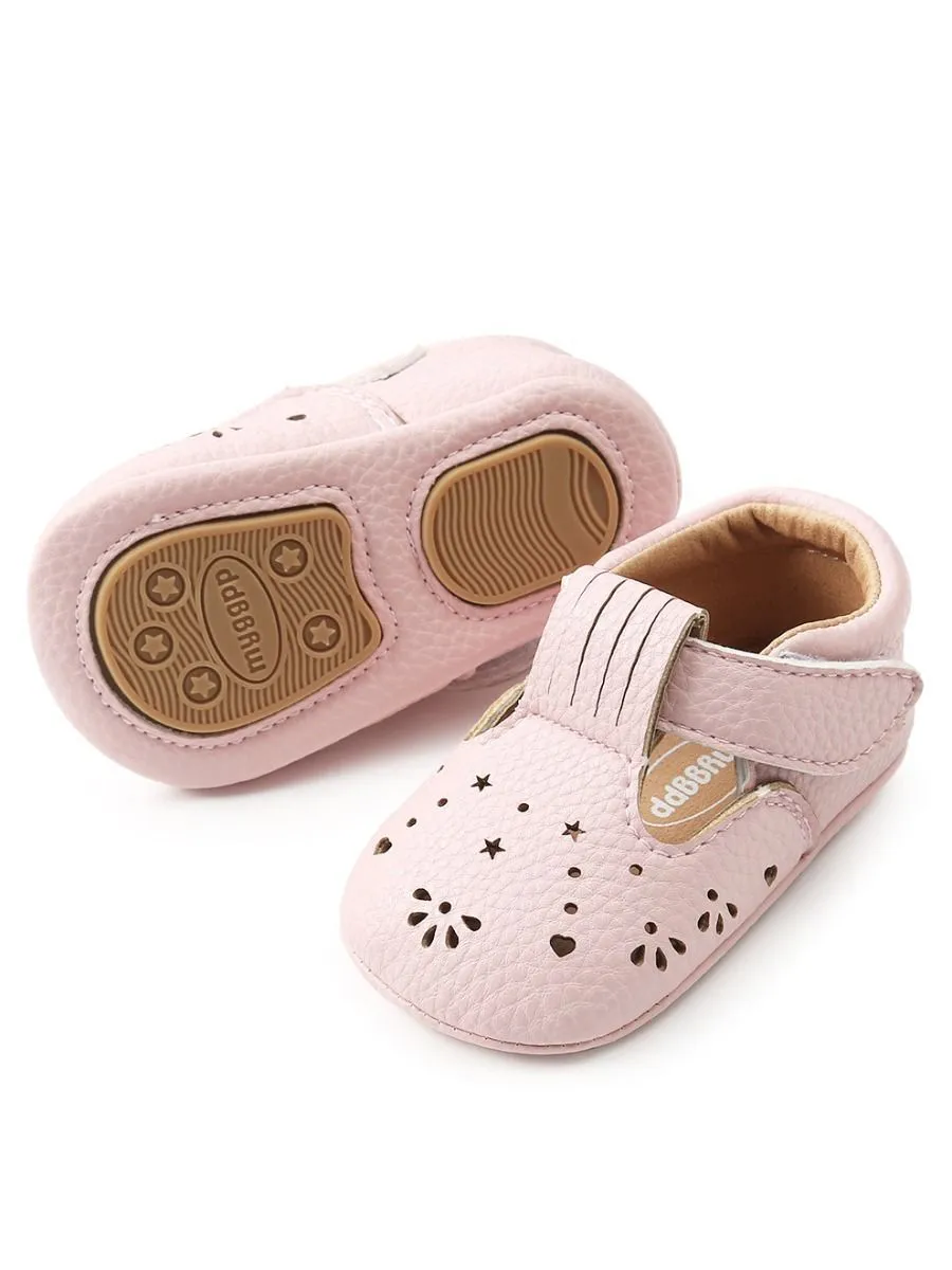 Trendy Infant Girl Walking Shoes Velcro Non-Slip Crib Shoes