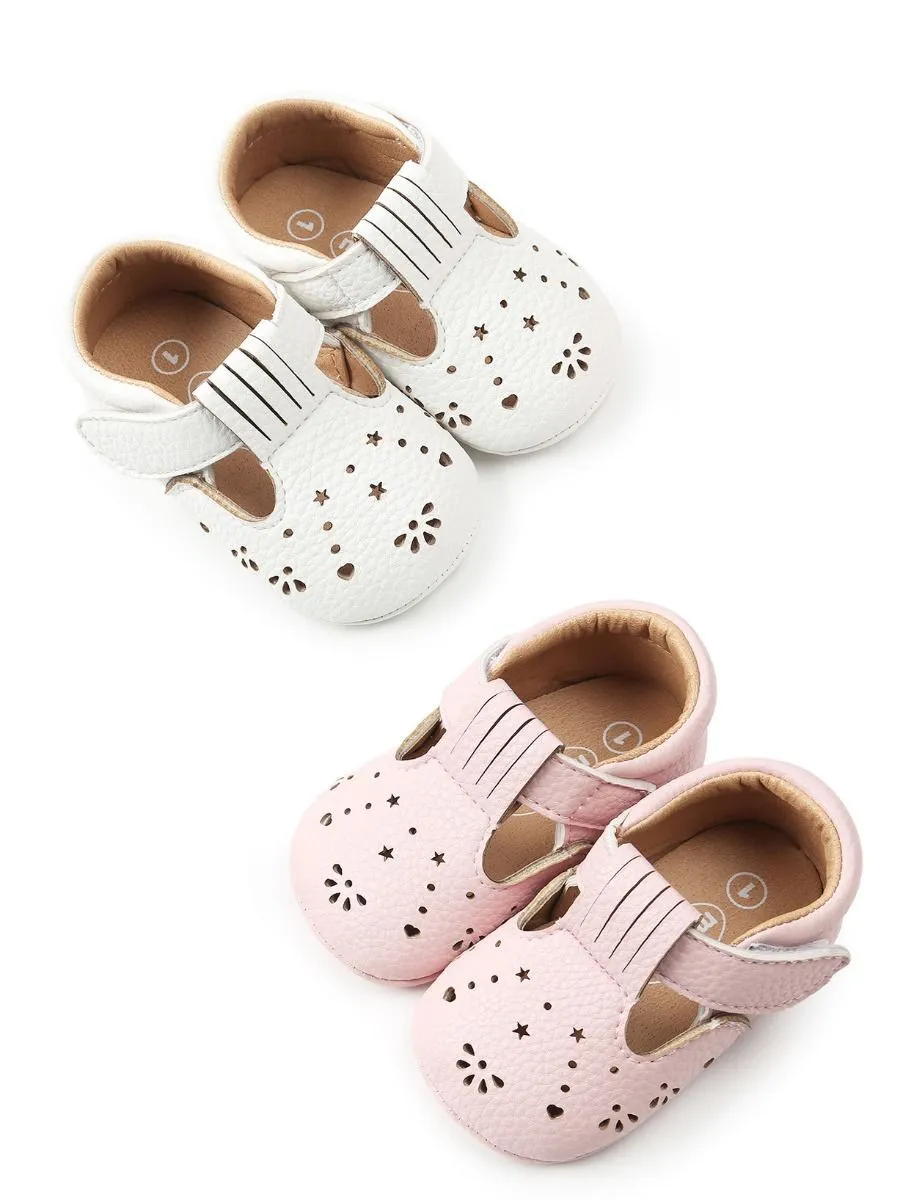 Trendy Infant Girl Walking Shoes Velcro Non-Slip Crib Shoes