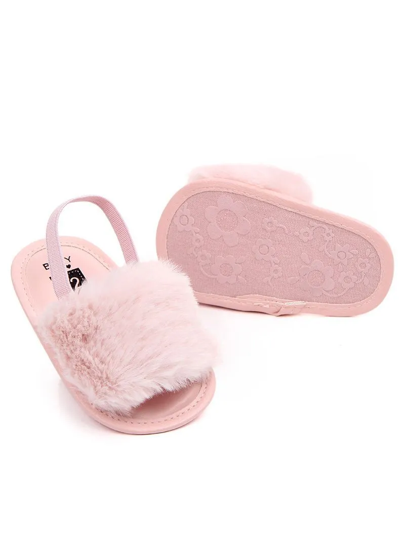 Trendy Soft Sole Fluffy Crib Sandals Shoes for Baby Toddler Girl