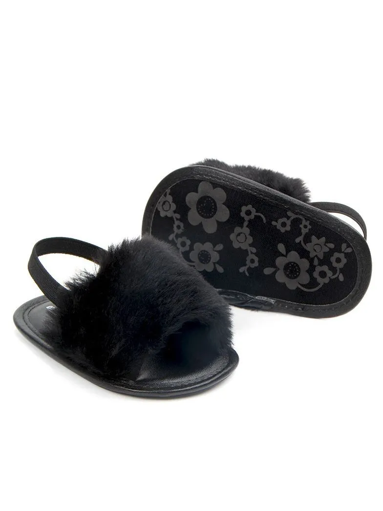 Trendy Soft Sole Fluffy Crib Sandals Shoes for Baby Toddler Girl