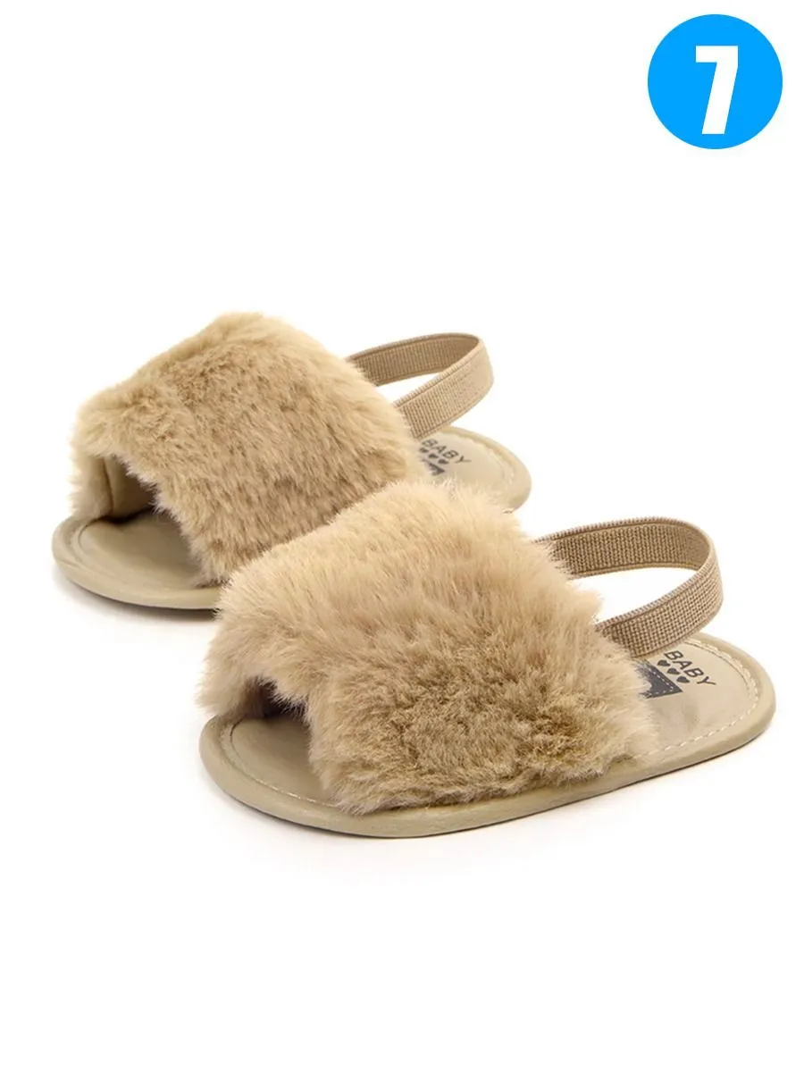 Trendy Soft Sole Fluffy Crib Sandals Shoes for Baby Toddler Girl