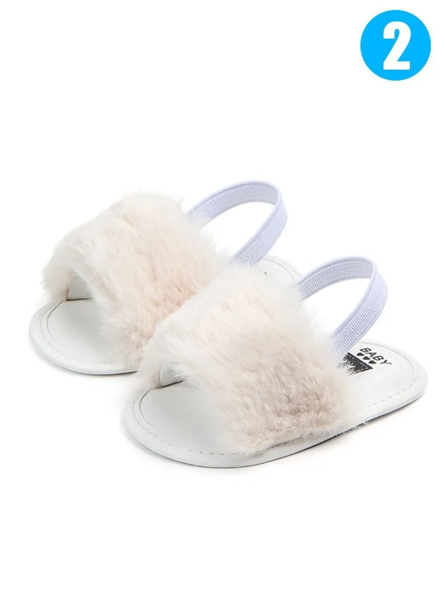 Trendy Soft Sole Fluffy Crib Sandals Shoes for Baby Toddler Girl