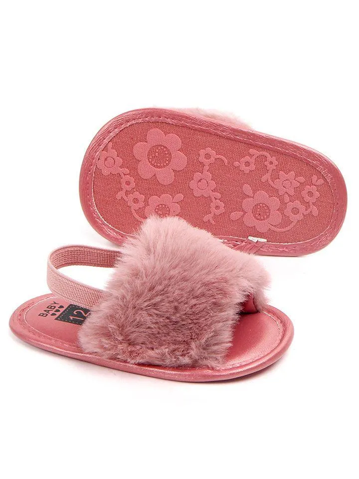 Trendy Soft Sole Fluffy Crib Sandals Shoes for Baby Toddler Girl