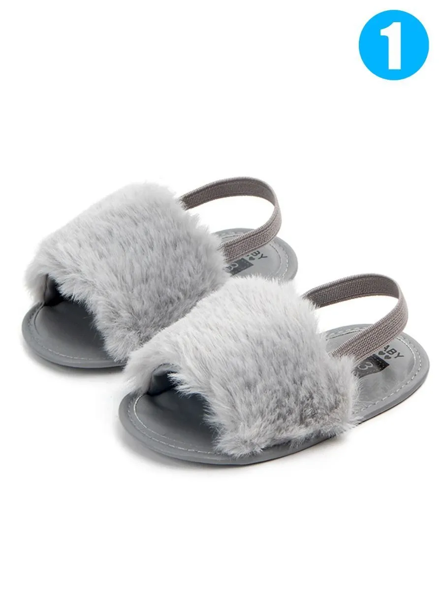 Trendy Soft Sole Fluffy Crib Sandals Shoes for Baby Toddler Girl