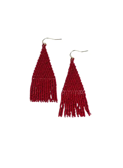 Wena Red Small Fringe Earrings