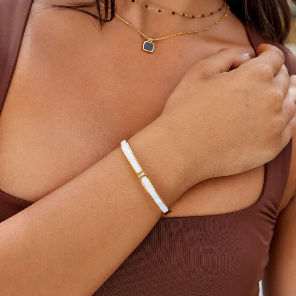 White Sahara Gold Bangle