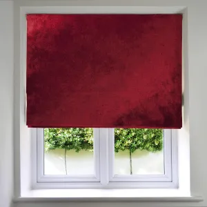 Wine Red Crushed Velvet Roman Blind