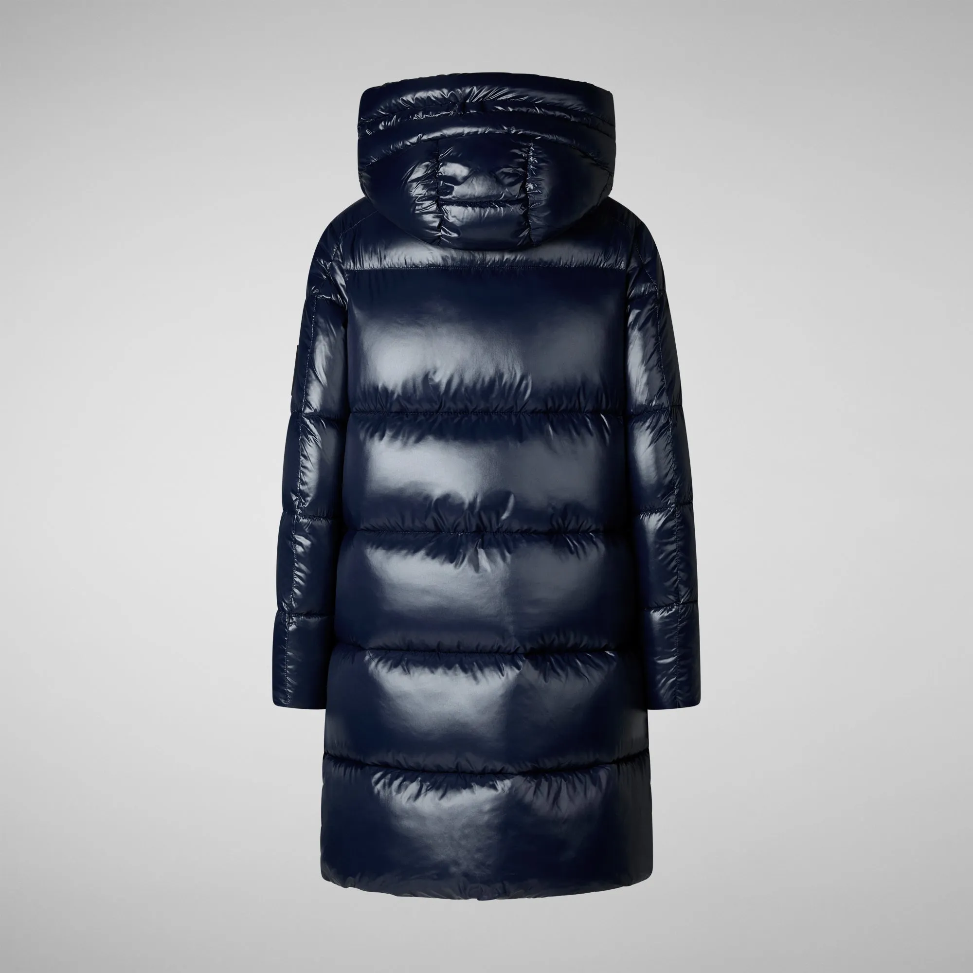 Women's  Hooded Animal free Puffer Coat Isabel in blue black